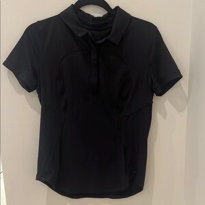 Lululemon Athletica Black Fitted Short Sleeve Polo Shirt